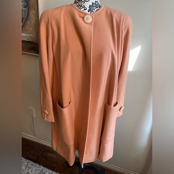 Vintage 60s Mimmina for Ira Berg Made in Italy Coral Pink Wool Coat - Picture 2 of 9